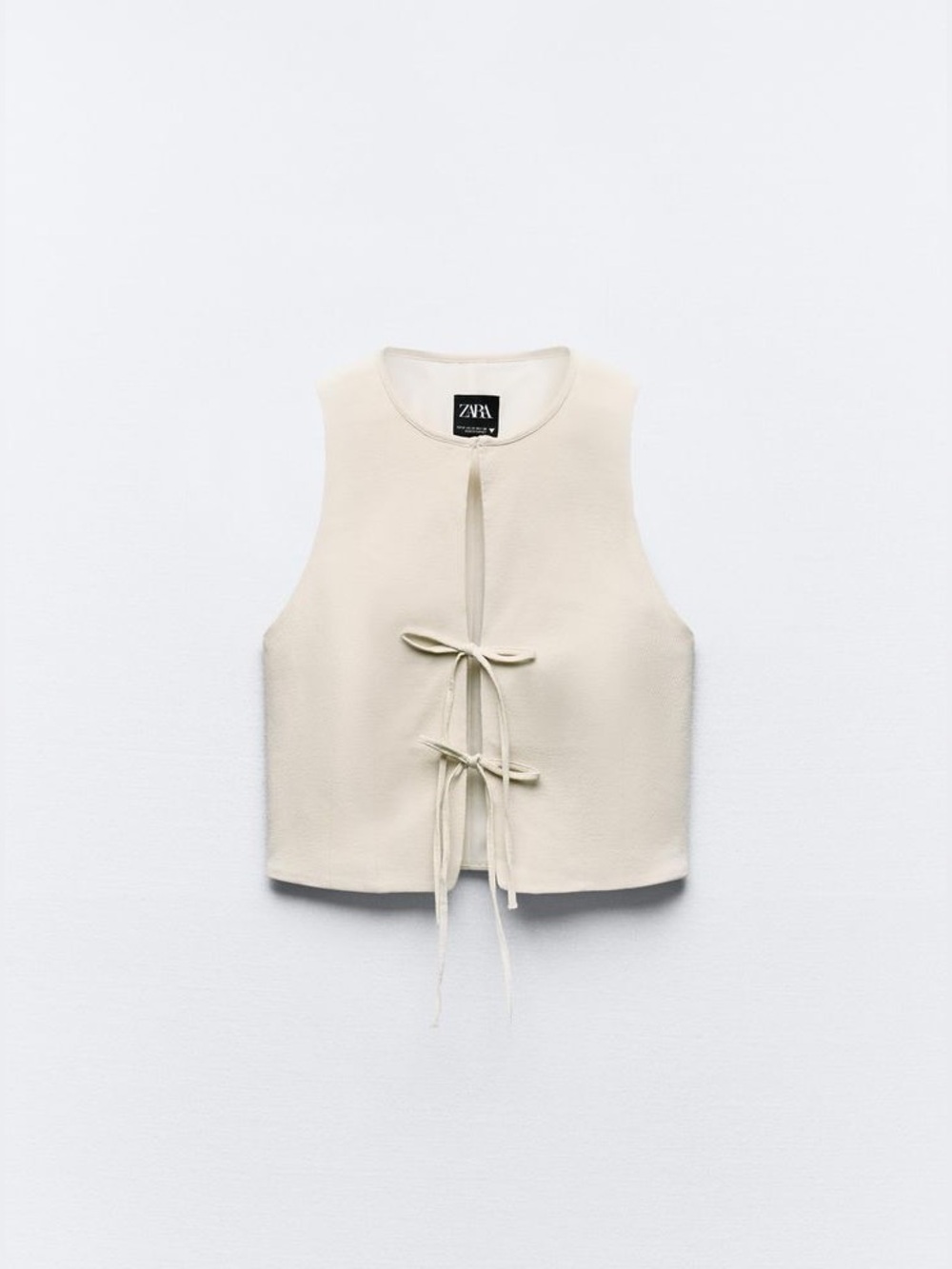 ZARA Cream Tie-Front Cropped Vest Top